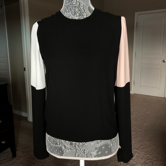 BCBGMAXAZRIA Donella Wrap-Back Color-Block Top - Picture 6 of 7